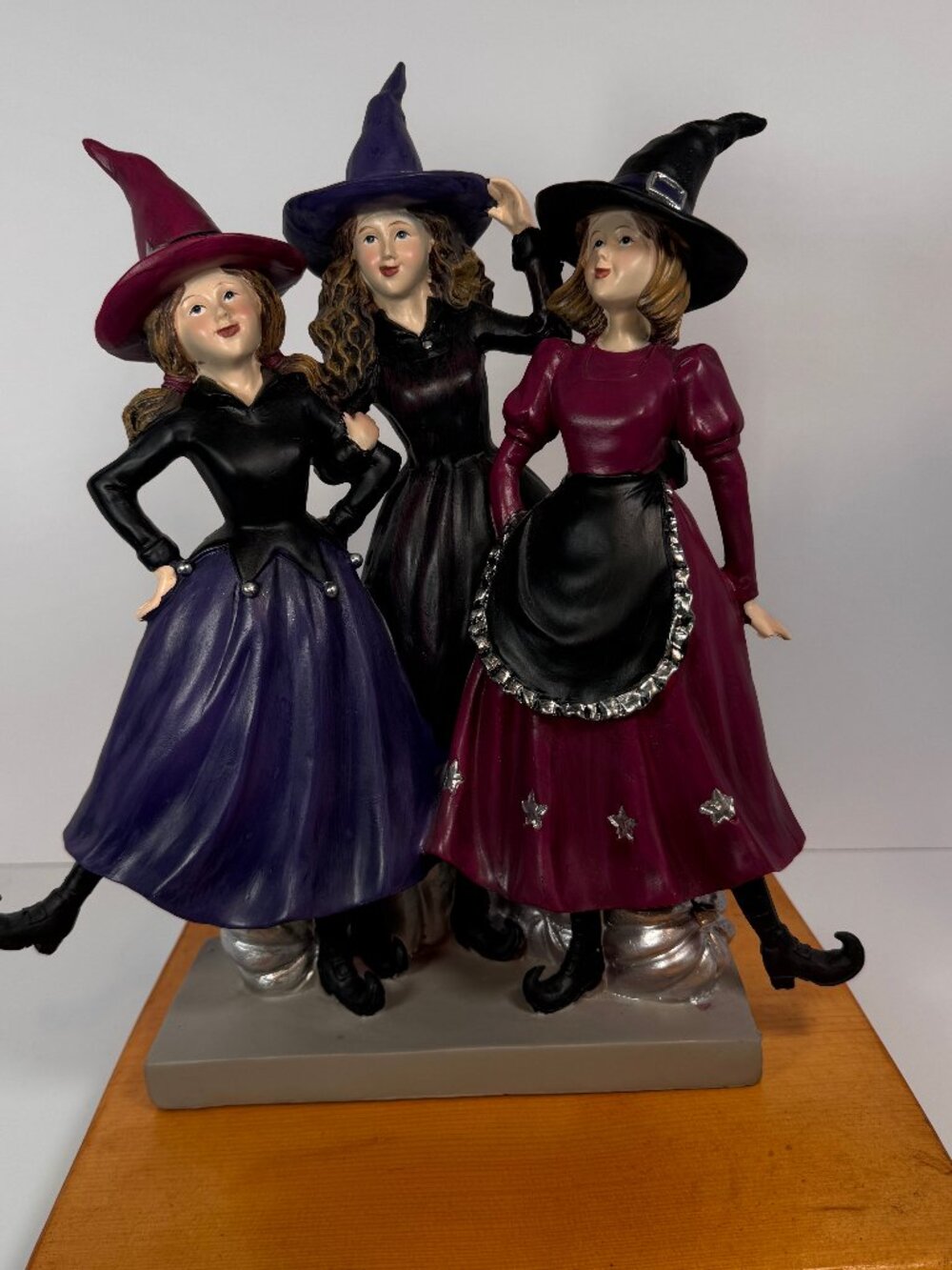 Halloween figurine, a trio of whimsical dancing witches